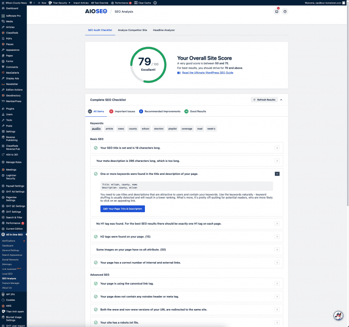 AIO-SEO Analysis - Audit Checklist