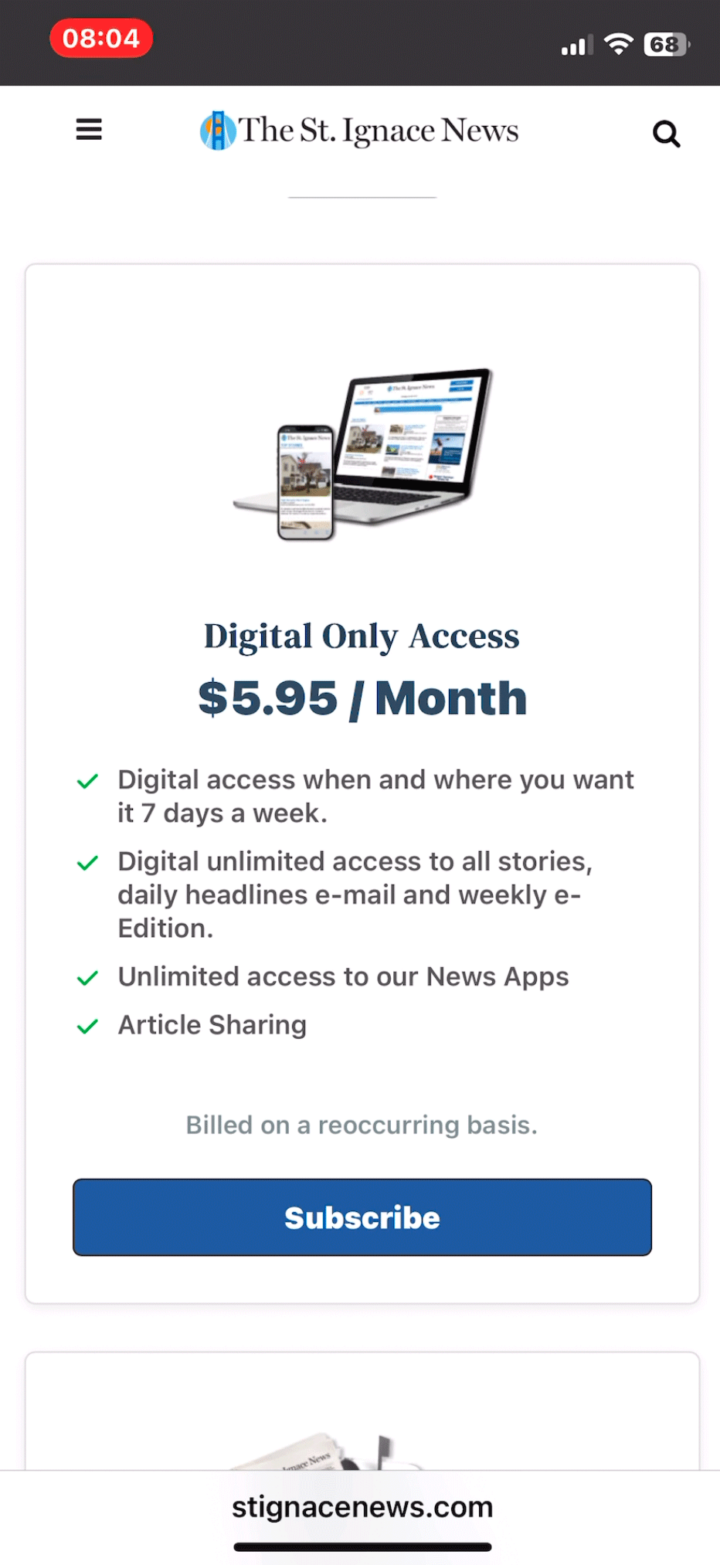 Subscribe Page - Our-Hometown