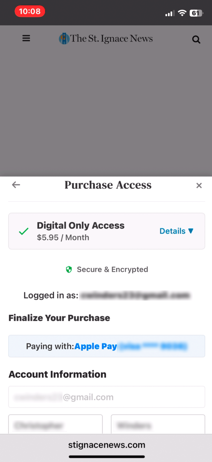 Verify Payment Information (Top) - Our-Hometown