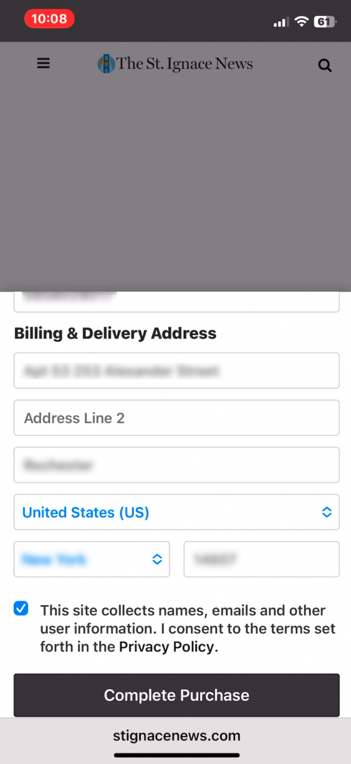 Verify Payment Information and Complete Transaction - Our-Hometown