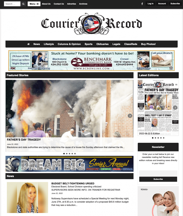 Courier Record Homepage