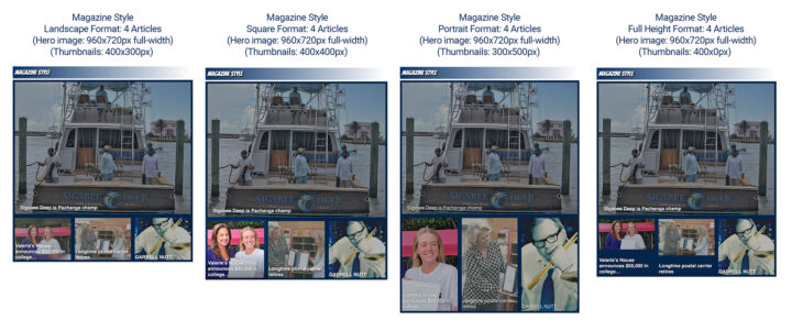 Magazine Style Layout Options in Four Article Configuration