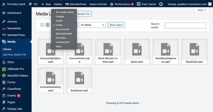Video Content in the Media Library