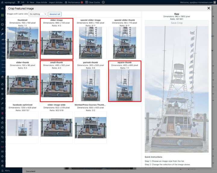 Featured Image Crop Sizes Relevant to the One Column Layout