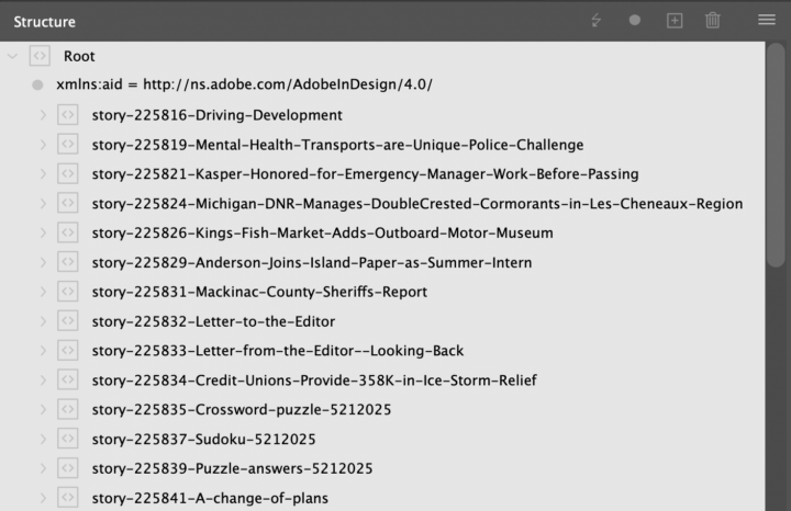 Titles Included in XML Root Elements
